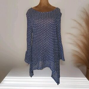 CAL STYLE Knit Top Women's Size‎ M Langenlook Nautical Asymmetrical Tunic USA